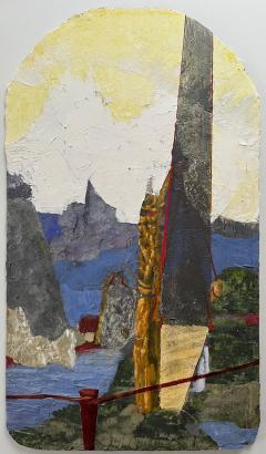 Gregory Kitterle Boundary Figurative Fresco on Board in Oil Paint Pencil Red Boundary - 3824437