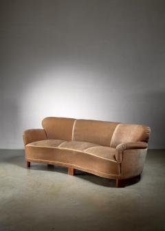 Greta Magnusson Grossman Curved brown three seater sofa Sweden 1940s - 1132993