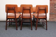 Greta Magnusson Grossman Set of Six Walnut and Leather Dining Chairs by Greta Grossman - 2104842