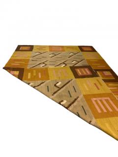 Greta Skogster Lehtinen Finnish Geometrical Flat Weave Carpet in Natural Tones Wool Finland 1930s - 3933032