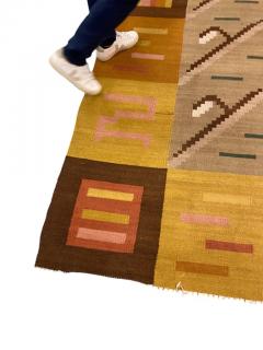 Greta Skogster Lehtinen Finnish Geometrical Flat Weave Carpet in Natural Tones Wool Finland 1930s - 3933037