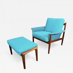 Grete Jalk Vintage Danish Mid Century Modern Teak Lounge Chair and Ottoman by Grete Jalk - 3414664
