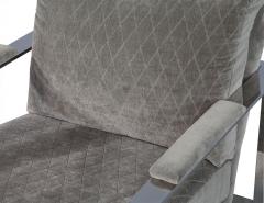 Grey Velvet and Stainless Steel Lounge Chair - 1993179