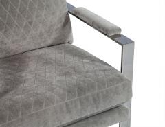 Grey Velvet and Stainless Steel Lounge Chair - 1993180