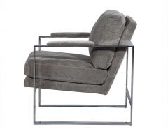 Grey Velvet and Stainless Steel Lounge Chair - 1993183