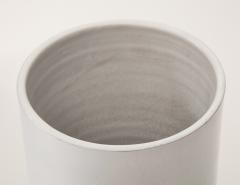 Grey White Crackle Glaze Cylindrical Vase France c 1950s - 3296432