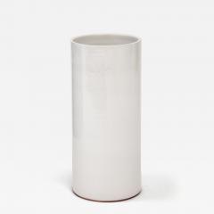 Grey White Crackle Glaze Cylindrical Vase France c 1950s - 3297217
