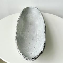 Grey and White Patterned and Textured Oblong Bowl by Aram Chenensky - 4570700