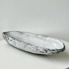 Grey and White Patterned and Textured Oblong Bowl by Aram Chenensky - 4570701