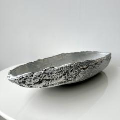 Grey and White Patterned and Textured Oblong Bowl by Aram Chenensky - 4570705