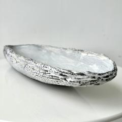 Grey and White Patterned and Textured Oblong Bowl by Aram Chenensky - 4570706
