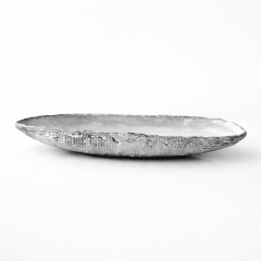 Grey and White Patterned and Textured Oblong Bowl by Aram Chenensky - 4576401
