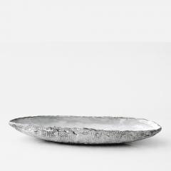 Grey and White Patterned and Textured Oblong Bowl by Aram Chenensky - 4576404