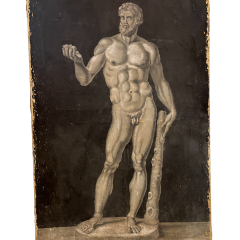 Grisalla Nude of an Athlete Oil on Canvas 19th century - 4004556