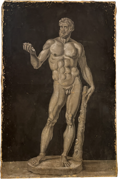 Grisalla Nude of an Athlete Oil on Canvas 19th century - 4004957