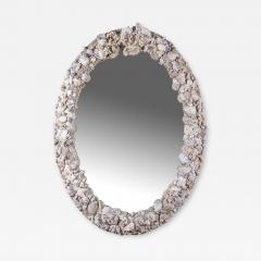 Grotto Style Shell Encrusted Oval Mirror French circa 1950 - 3445900