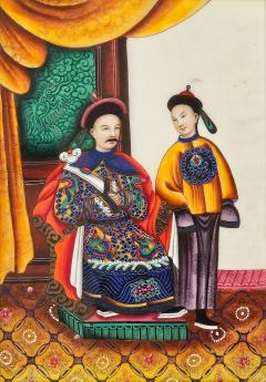 Guangzhou Cantonese Painting of Chinese Aristocrats with Attendants circa 1860 - 3603588