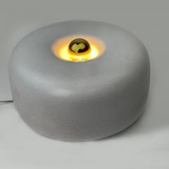Guerrino Tramonti Mid Century Modern White Enameled Stoneware Round Table Lamp by G Tramonti - 2345092