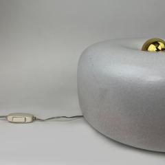 Guerrino Tramonti Mid Century Modern White Enameled Stoneware Round Table Lamp by G Tramonti - 2345096