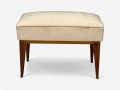 Guglielmo Pecorini Stained Wood Beige Velvet Ottoman Italy 1950s - 4320127