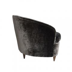 Guglielmo Ulrich 1950s Curved Back Tapered Legs Gray Velvet Sofa Italian Design Attributed Ulrich - 1380748