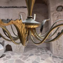 Guglielmo Ulrich 1950s Sculptural Italian Chandelier Ten Arm Patinated Brass - 3366978