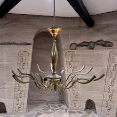 Guglielmo Ulrich 1950s Sculptural Italian Chandelier Ten Arm Patinated Brass - 3366979