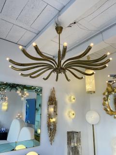 Guglielmo Ulrich Brass Sun Chandelier by Guglielmo Ulrich Italy 1960s - 2128271