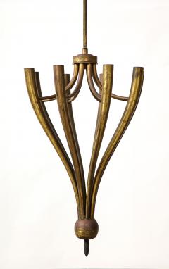 Guglielmo Ulrich Eight Arm Patinated Brass Chandelier by Guglielmo Ulrich Italy c 1950 - 3434822
