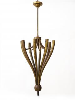 Guglielmo Ulrich Eight Arm Patinated Brass Chandelier by Guglielmo Ulrich Italy c 1950 - 3434829