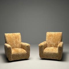 Guglielmo Ulrich Guglielmo Ulrich Attr Italian Mid Century Modern Lounge Chairs Honey Shearling - 3486860