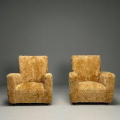 Guglielmo Ulrich Guglielmo Ulrich Attr Italian Mid Century Modern Lounge Chairs Honey Shearling - 3486861