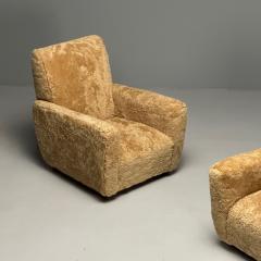 Guglielmo Ulrich Guglielmo Ulrich Attr Italian Mid Century Modern Lounge Chairs Honey Shearling - 3486863