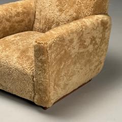 Guglielmo Ulrich Guglielmo Ulrich Attr Italian Mid Century Modern Lounge Chairs Honey Shearling - 3486865