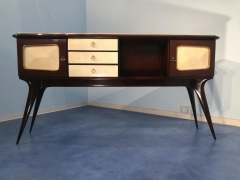 Guglielmo Ulrich Italian Mid Century Center Parchment Sideboard Guglielmo Ulrich Style 1950s - 2601674