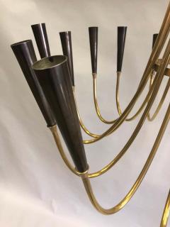 Guglielmo Ulrich Italian Mid Century Modern Brass Chandelier Attributed to Ulrich - 1736480