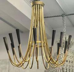 Guglielmo Ulrich Italian Mid Century Modern Brass Chandelier Attributed to Ulrich - 1736482