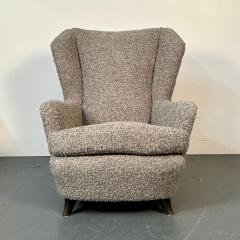 Guglielmo Ulrich Pair Italian Mid Century Modern Wingback Lounge Chairs Zanuso Style Grey Boucle - 3030309