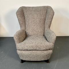 Guglielmo Ulrich Pair Italian Mid Century Modern Wingback Lounge Chairs Zanuso Style Grey Boucle - 3030310