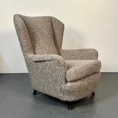 Guglielmo Ulrich Pair Italian Mid Century Modern Wingback Lounge Chairs Zanuso Style Grey Boucle - 3030311