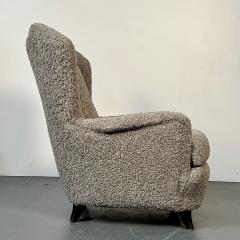 Guglielmo Ulrich Pair Italian Mid Century Modern Wingback Lounge Chairs Zanuso Style Grey Boucle - 3030312