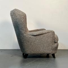 Guglielmo Ulrich Pair Italian Mid Century Modern Wingback Lounge Chairs Zanuso Style Grey Boucle - 3030314