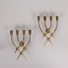 Guglielmo Ulrich Pair of 1940s brass wall sconces Italy - 4304796
