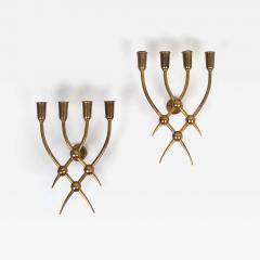 Guglielmo Ulrich Pair of 1940s brass wall sconces Italy - 4306500