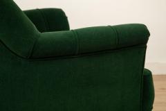 Guglielmo Ulrich Pair of Art Deco Lounge Chairs with Green Mohair Channel Back Italy - 4390789