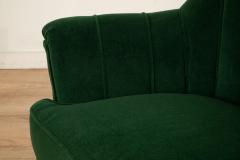 Guglielmo Ulrich Pair of Art Deco Lounge Chairs with Green Mohair Channel Back Italy - 4390790