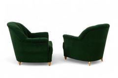 Guglielmo Ulrich Pair of Art Deco Lounge Chairs with Green Mohair Channel Back Italy - 4390800