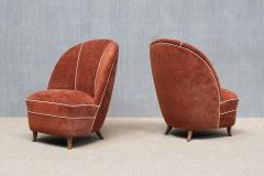 Guglielmo Ulrich Pair of Guglielmo Ulrich Chairs in Dedar Chenille and Walnut Italy 1940s - 4529696