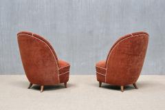Guglielmo Ulrich Pair of Guglielmo Ulrich Chairs in Dedar Chenille and Walnut Italy 1940s - 4529701