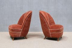 Guglielmo Ulrich Pair of Guglielmo Ulrich Chairs in Dedar Chenille and Walnut Italy 1940s - 4529702